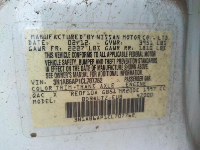 Photo 10 from auction – 2012 NISSAN SENTRA 2.0 with VIN 3N1AB6AP1CL707762