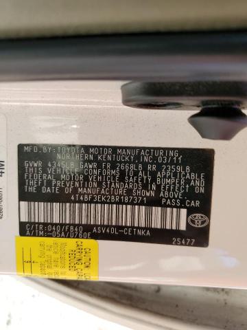 Photo 10 from auction – 2011 TOYOTA CAMRY BASE with VIN 4T4BF3EK2BR187371