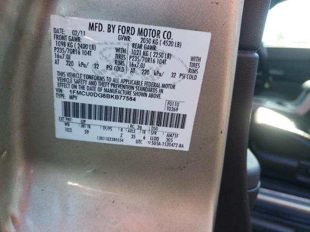Photo 10 from auction – 2011 FORD ESCAPE XLT with VIN 1FMCU0DG8BKB77584