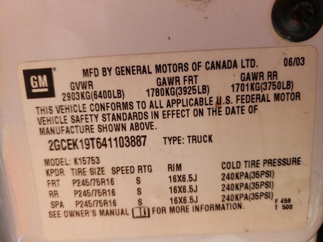 Photo 10 from auction – 2004 CHEVROLET SILVERADO with VIN 2GCEK19T641103887