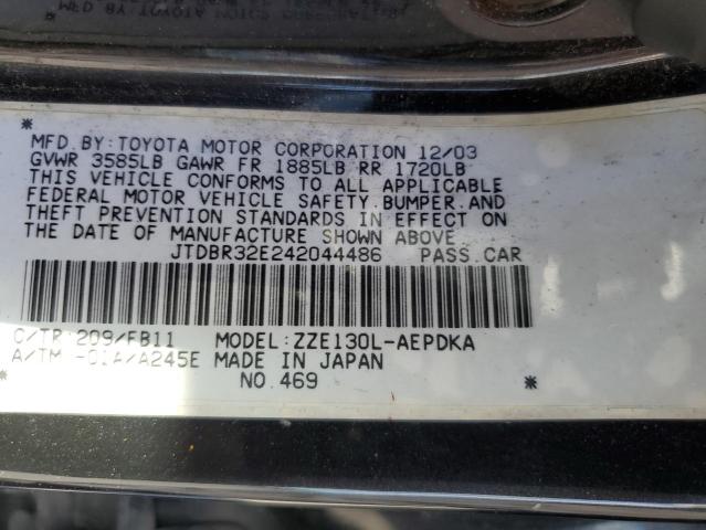 Foto 10 de la subasta – 2004 TOYOTA COROLLA CE con VIN JTDBR32E242044486