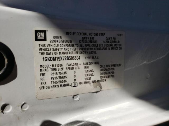 Photo 10 from auction – 2002 GMC SAFARI XT with VIN 1GKDM19X72B506304