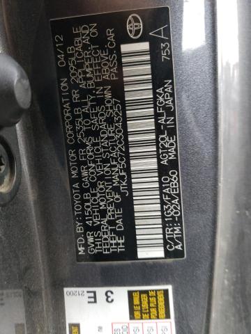 Photo 10 from auction – 2012 TOYOTA SCION TC with VIN JTKJF5C72C3043257