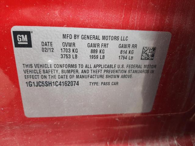 Photo 10 from auction – 2012 CHEVROLET SONIC LT with VIN 1G1JC5SH1C4162074
