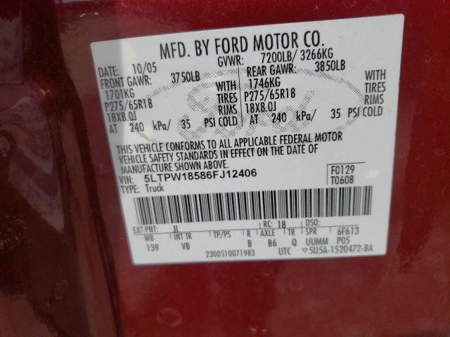 Photo 10 from auction – 2006 LINCOLN MARK LT with VIN 5LTPW18586FJ12406