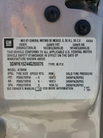 Photo 10 from auction – 2004 CHEVROLET SUBURBAN K with VIN 3GNFK16Z44G280076
