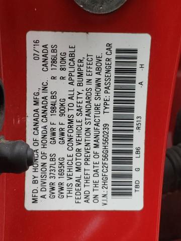 Photo 10 from auction – 2016 HONDA CIVIC LX with VIN 2HGFC2F56GH560239