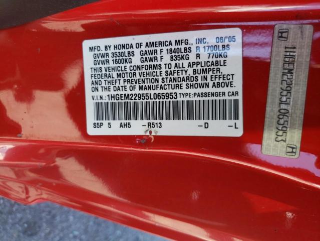 Photo 10 from auction – 2005 HONDA CIVIC EX with VIN 1HGEM22955L065953