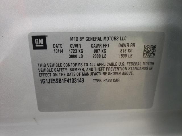 Photo 10 from auction – 2015 CHEVROLET SONIC LTZ with VIN 1G1JE5SB1F4133149