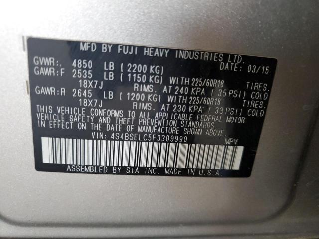 Photo 10 from auction – 2015 SUBARU OUTBACK 3. with VIN 4S4BSELC5F3309990