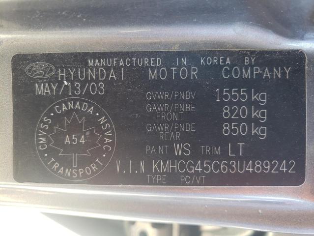 Photo 10 from auction – 2003 HYUNDAI ACCENT GL with VIN KMHCG45C63U489242
