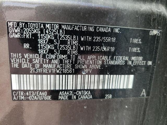 Photo 10 from auction – 2015 TOYOTA RAV4 LIMIT with VIN 2T3YFREV1FW218561