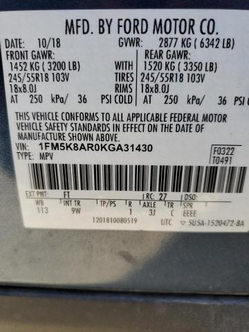Photo 10 from auction – 2019 FORD EXPLORER P with VIN 1FM5K8AR0KGA31430