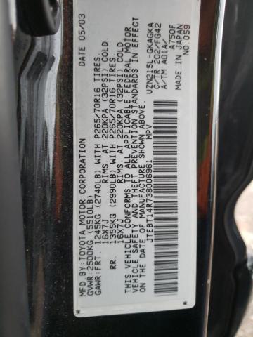 Photo 10 from auction – 2003 TOYOTA 4RUNNER SR with VIN JTEBT14R738006961