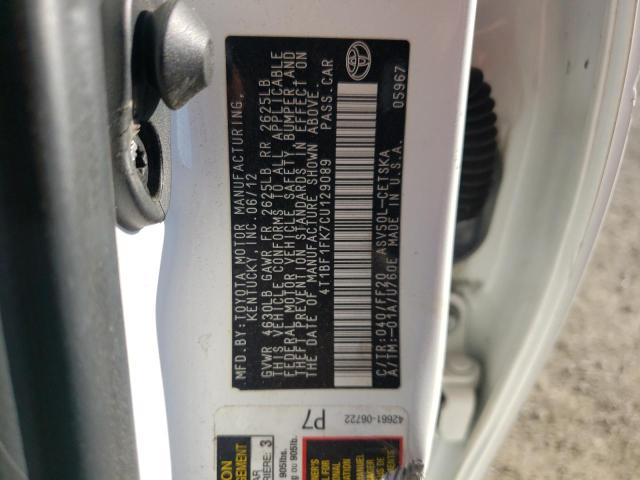 Photo 10 from auction – 2012 TOYOTA CAMRY BASE with VIN 4T1BF1FK7CU129089