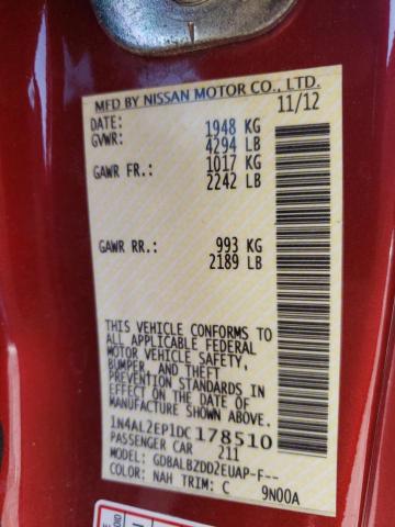 Photo 10 from auction – 2013 NISSAN ALTIMA S with VIN 1N4AL2EP1DC178510