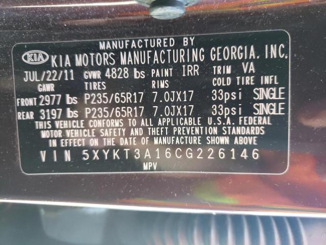 Photo 10 from auction – 2012 KIA SORENTO BA with VIN 5XYKT3A16CG226146