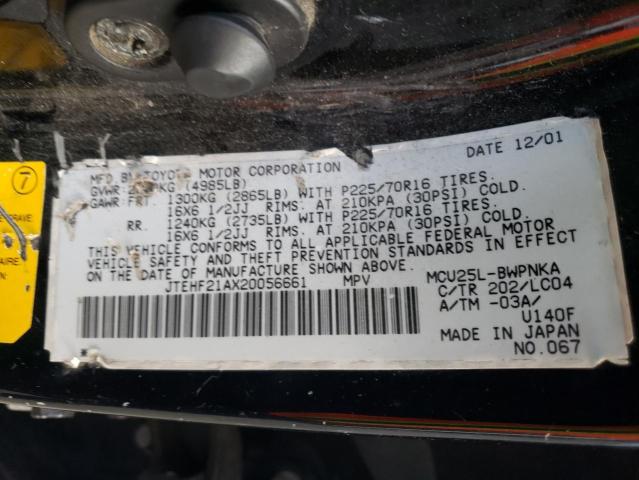 Photo 10 from auction – 2002 TOYOTA HIGHLANDER with VIN JTEHF21AX20056661