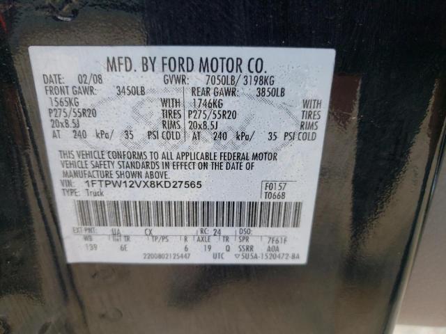 Photo 10 from auction – 2008 FORD F150 SUPER with VIN 1FTPW12VX8KD27565
