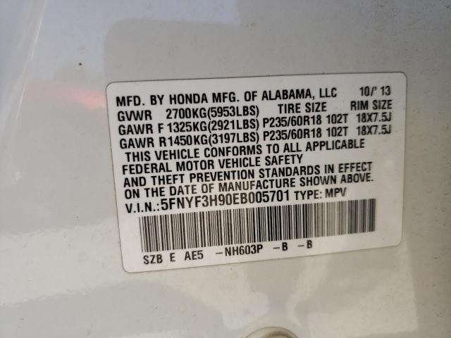 Photo 10 from auction – 2014 HONDA PILOT TOUR with VIN 5FNYF3H90EB005701