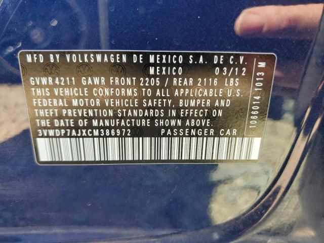 Photo 10 from auction – 2012 VOLKSWAGEN JETTA SE with VIN 3VWDP7AJXCM386972