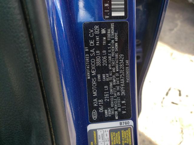 Photo 10 from auction – 2018 KIA FORTE LX with VIN 3KPFK4A75JE283429