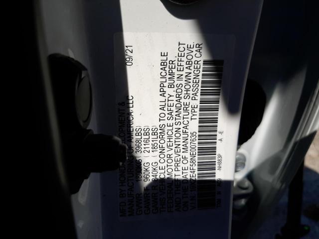 Photo 10 from auction – 2022 HONDA INSIGHT EX with VIN 19XZE4F58NE007635