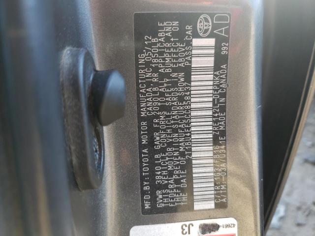 Photo 10 from auction – 2012 TOYOTA COROLLA 4 with VIN 2T1BU4EE5CC858437