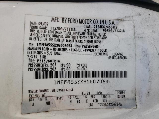 Photo 10 from auction – 2003 MERCURY SABLE LS P with VIN 1MEFM55SX3G607054