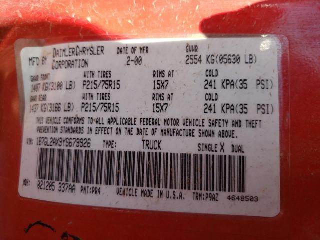 Photo 10 from auction – 2000 DODGE DAKOTA QUA with VIN 1B7GL2AX9YS679926