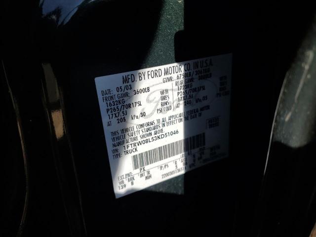 Photo 10 from auction – 2003 FORD F150 SUPER with VIN 1FTRW08L53KD51046
