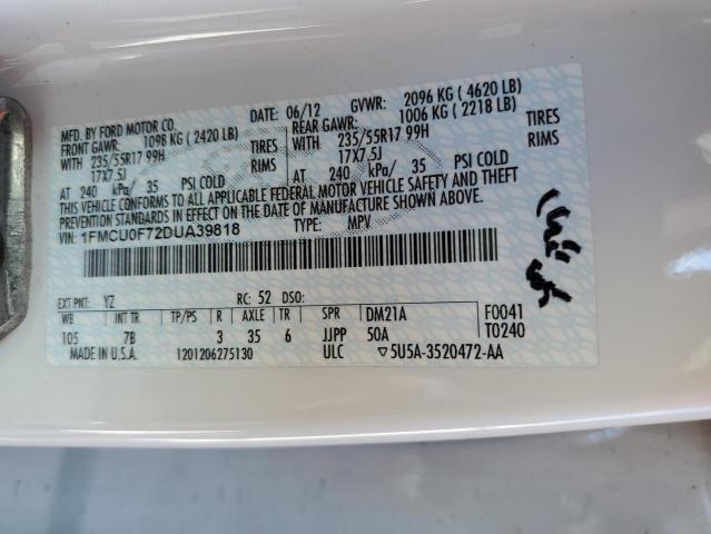 Photo 10 from auction – 2013 FORD ESCAPE S with VIN 1FMCU0F72DUA39818
