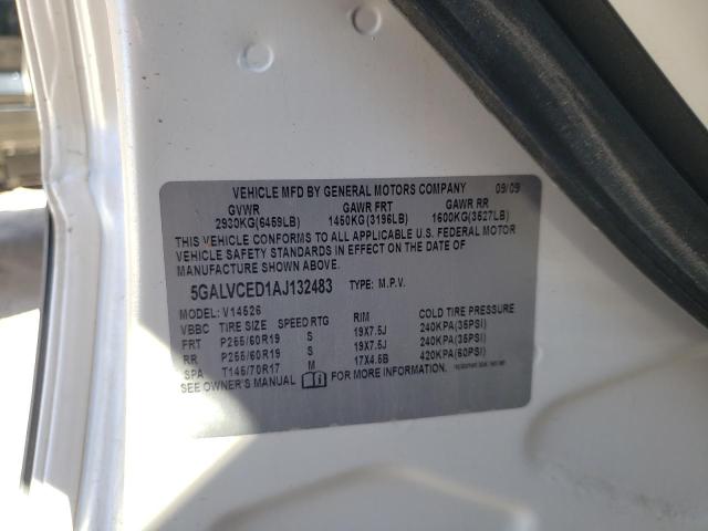 Photo 10 from auction – 2010 BUICK ENCLAVE CX with VIN 5GALVCED1AJ132483