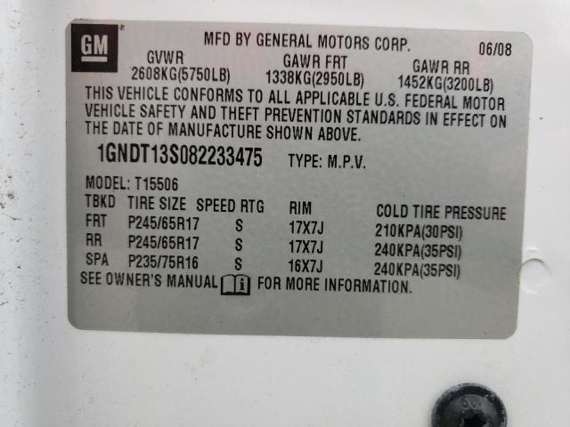 Photo 10 from auction – 2008 CHEVROLET TRAILBLAZE with VIN 1GNDT13S082233475