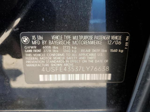 Photo 10 from auction – 2007 BMW X5 3.0I with VIN 4USFE43537LY76638