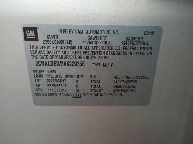 Photo 10 from auction – 2010 CHEVROLET EQUINOX LT with VIN 2CNALDEW3A6229356