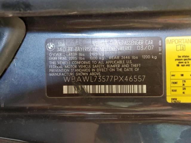 Photo 10 from auction – 2007 BMW 335 I with VIN WBAWL73577PX46557