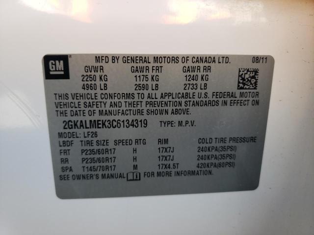 Photo 10 from auction – 2012 GMC TERRAIN SL with VIN 2GKALMEK3C6134319