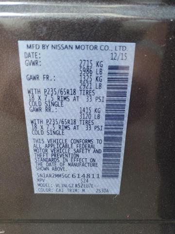 Photo 10 from auction – 2016 NISSAN PATHFINDER with VIN 5N1AR2MM5GC614811