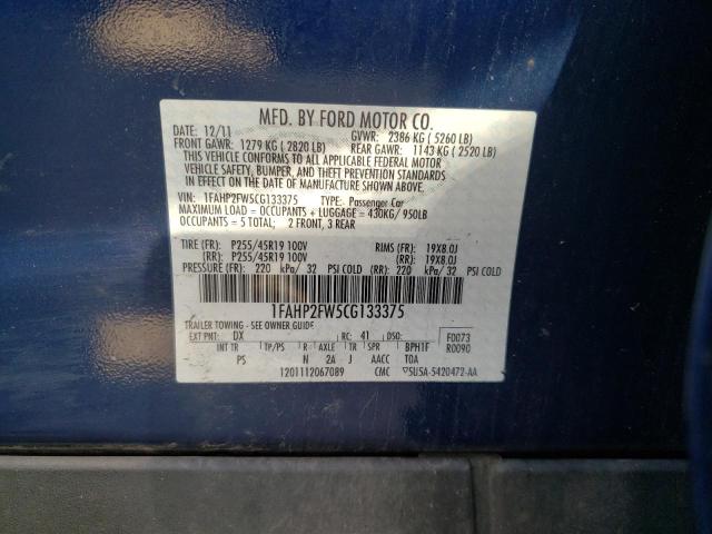 Photo 10 from auction – 2012 FORD TAURUS LIM with VIN 1FAHP2FW5CG133375