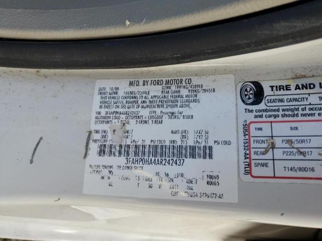 Photo 10 from auction – 2010 FORD FUSION SE with VIN 3FAHP0HA4AR242437