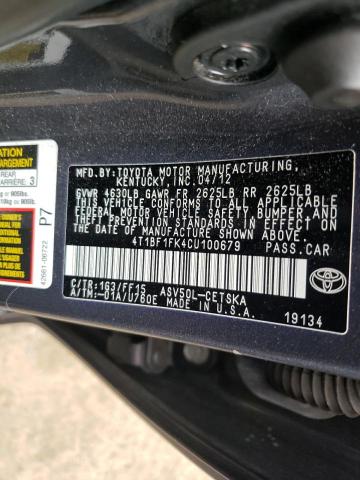 Фото 10 с аукциона – 2012 TOYOTA CAMRY BASE с VIN 4T1BF1FK4CU100679