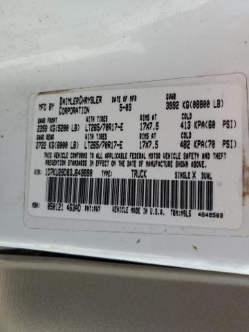 Photo 10 from auction – 2003 DODGE RAM 2500 S with VIN 1D7KU28D83J649890