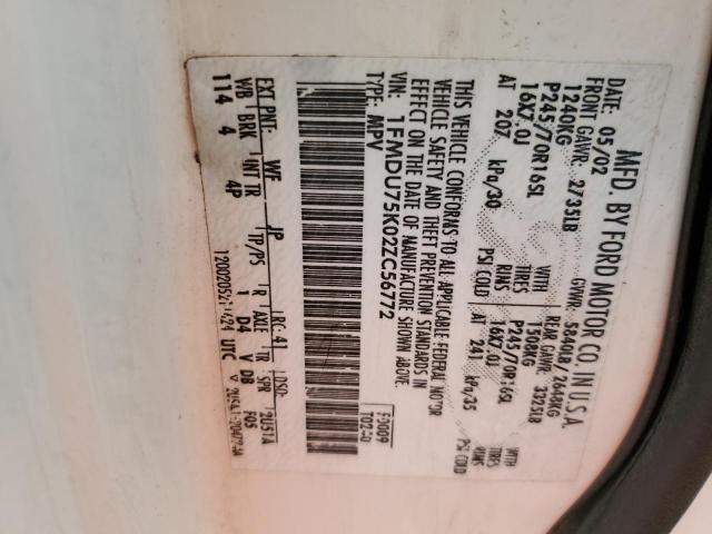 Photo 10 from auction – 2002 FORD EXPLORER L with VIN 1FMDU75K02ZC56772