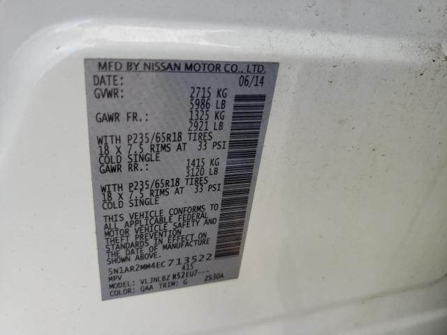 Photo 10 from auction – 2014 NISSAN PATHFINDER with VIN 5N1AR2MM4EC713522
