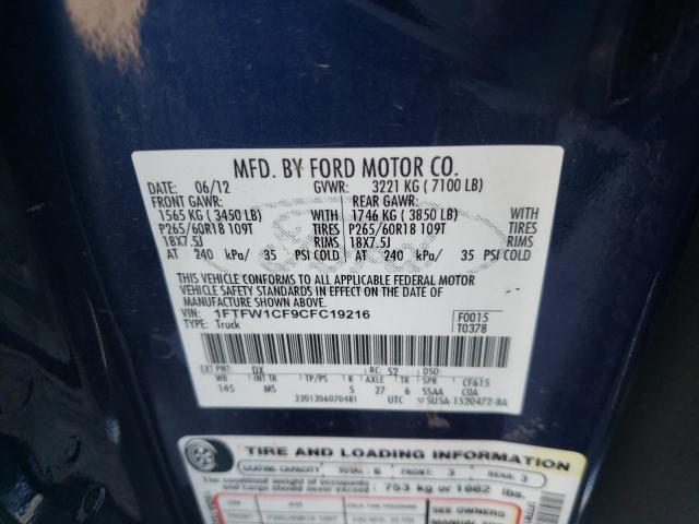 Photo 10 from auction – 2012 FORD F150 SUPER with VIN 1FTFW1CF9CFC19216