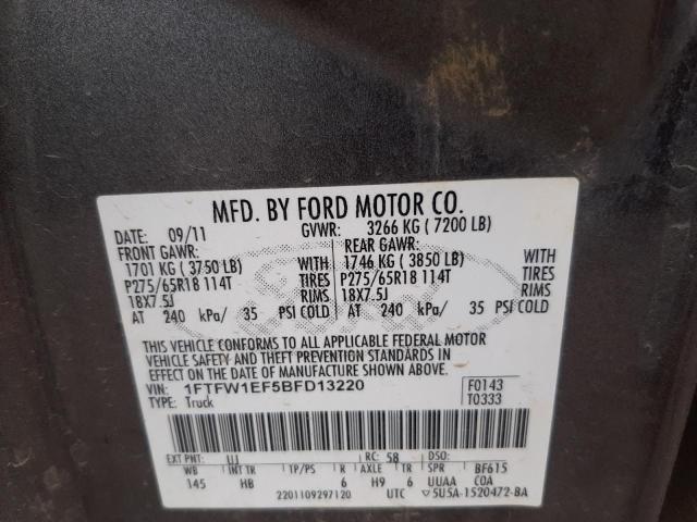 Photo 10 from auction – 2011 FORD F150 SUPER with VIN 1FTFW1EF5BFD13220