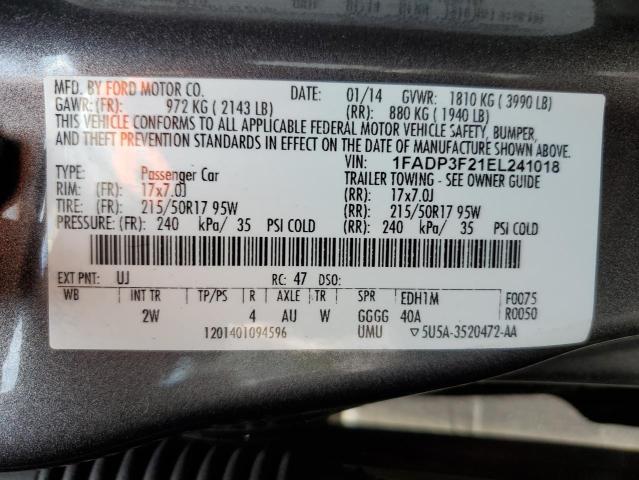 Photo 10 from auction – 2014 FORD FOCUS SE with VIN 1FADP3F21EL241018