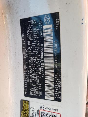 Photo 10 from auction – 2007 TOYOTA CAMRY with VIN 4T1BE46K97U665648