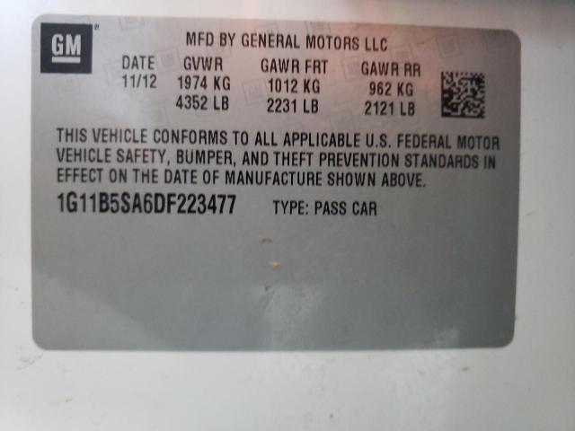 Photo 10 from auction – 2013 CHEVROLET MALIBU LS with VIN 1G11B5SA6DF223477